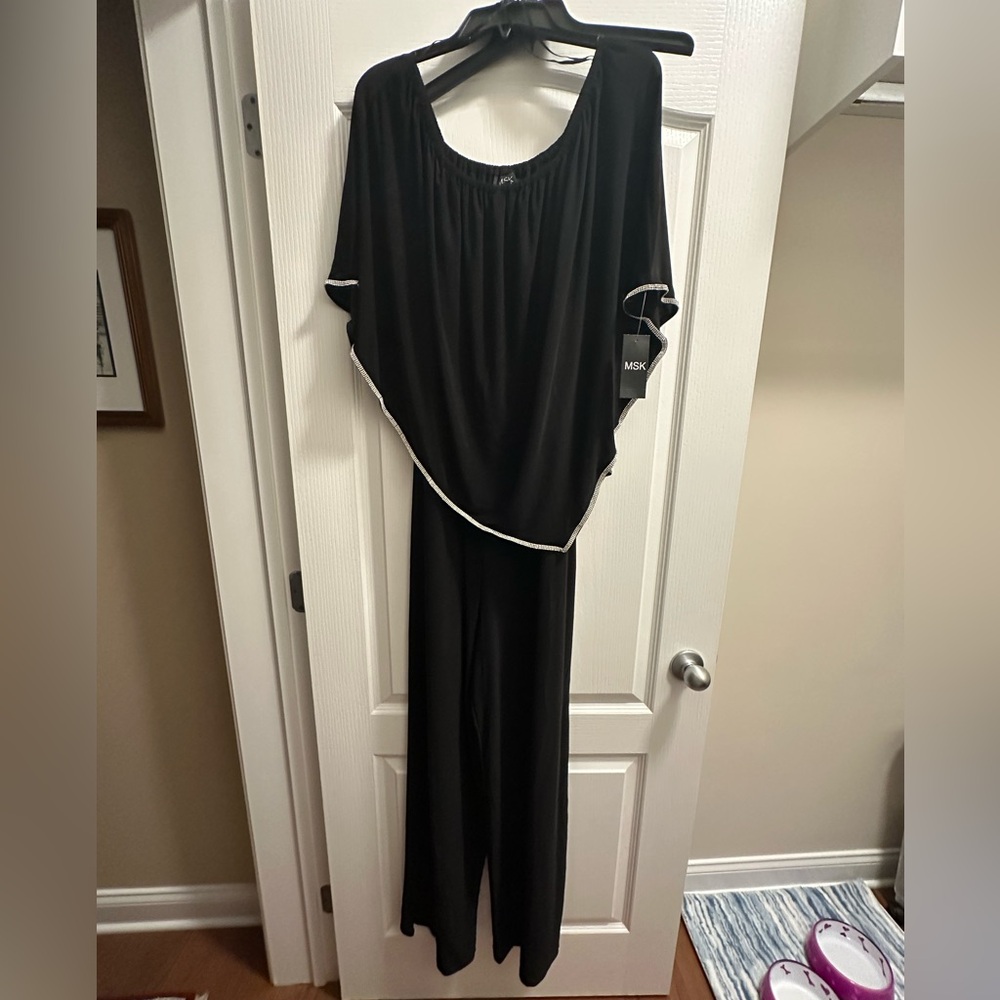 New MSK Black Jumpsuit with White Sparkled Trim